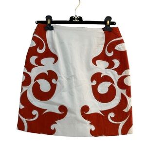 ANTHROPOLOGIE Mini Skirt Small Size 6 Off White rust red orange lined EUC ANTHRO